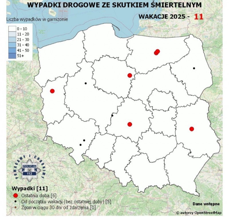 Mapa wypadk�w ze skutkiem �miertelnym uruchomiona