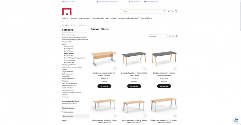 Biurka 180 cm - wygoda pracy na du�ej powierzchni roboczej