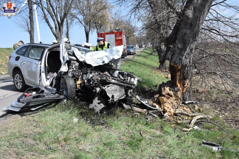 Samoch�d roztrzaska� si� na drzewie. Kierowca z&nbsp;gminy Bi�goraj w&nbsp;szpitalu