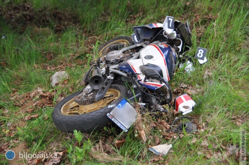 Wypadek motocykla, helikopter transportowa rannego
