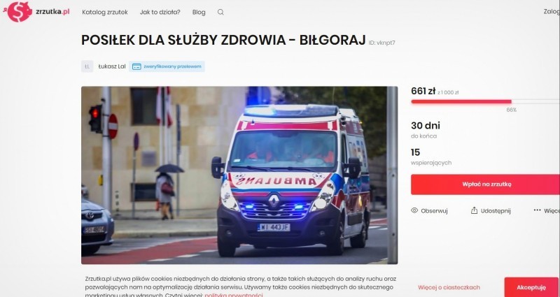 Kolejna zbirka dla suby zdrowia. Tym razem na posiki