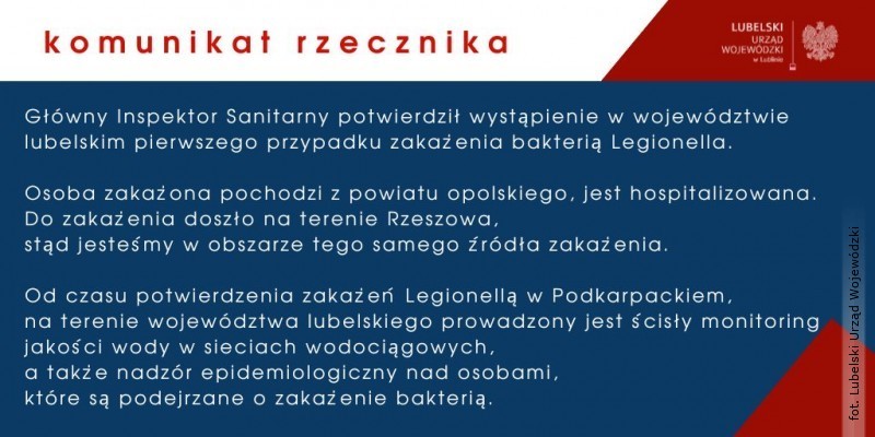 Pierwszy przypadek zakaenia bakteri na terenie woj. lubelskiego