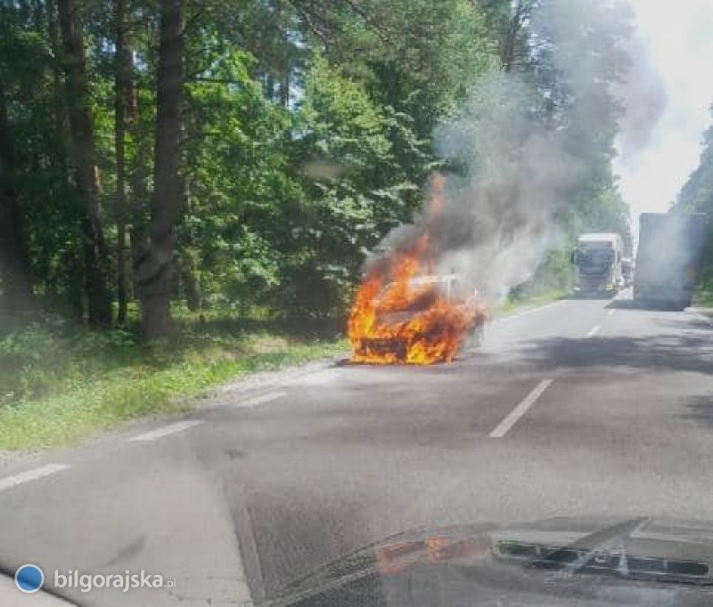 Poar auta na drodze wojewdzkiej