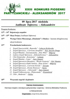 XXIII Konkurs Piosenki Partyzanckiej - Aleksandrw 2017