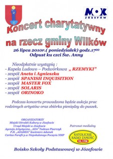 Koncert charytatywny na rzecz gminy Wilkw